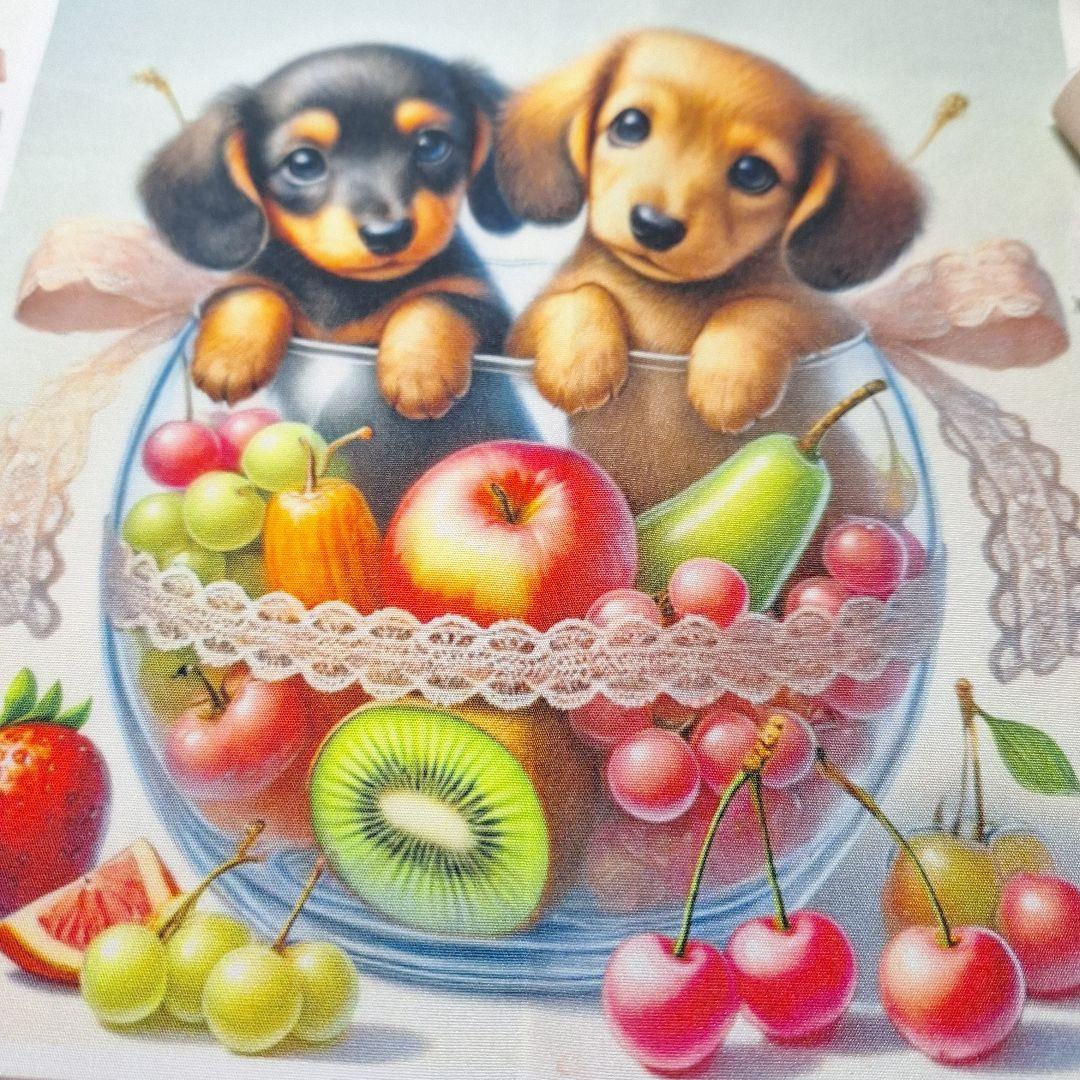 可愛いダックスフンドパネル生地　ハンドメイド