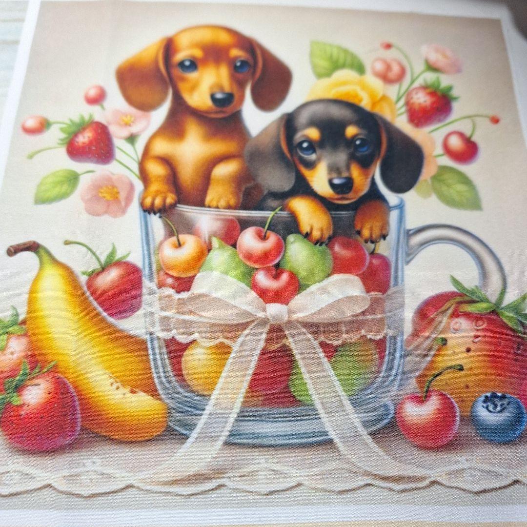 可愛いダックスフンドパネル生地　ハンドメイド