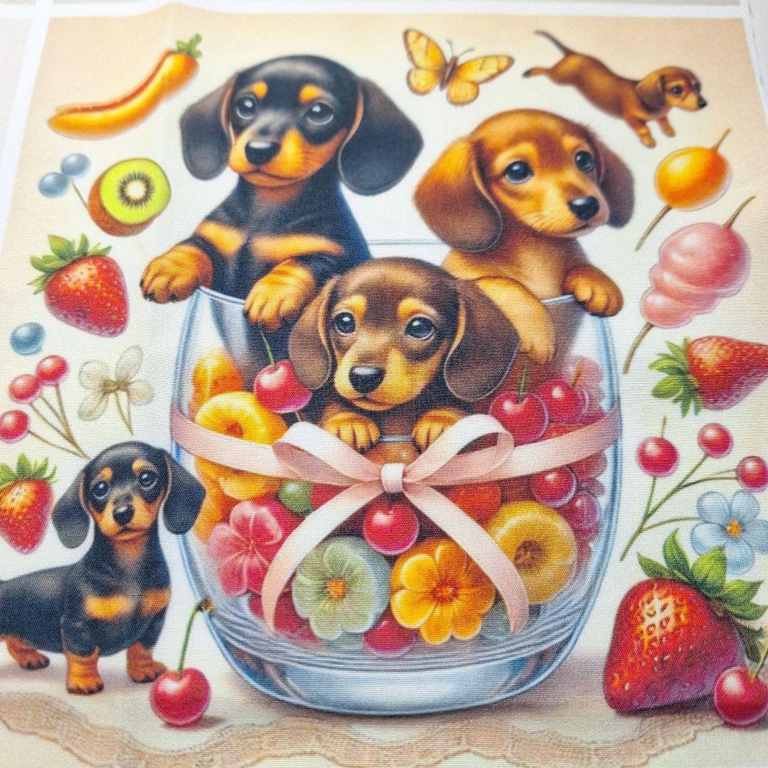 可愛いダックスフンドパネル生地　ハンドメイド