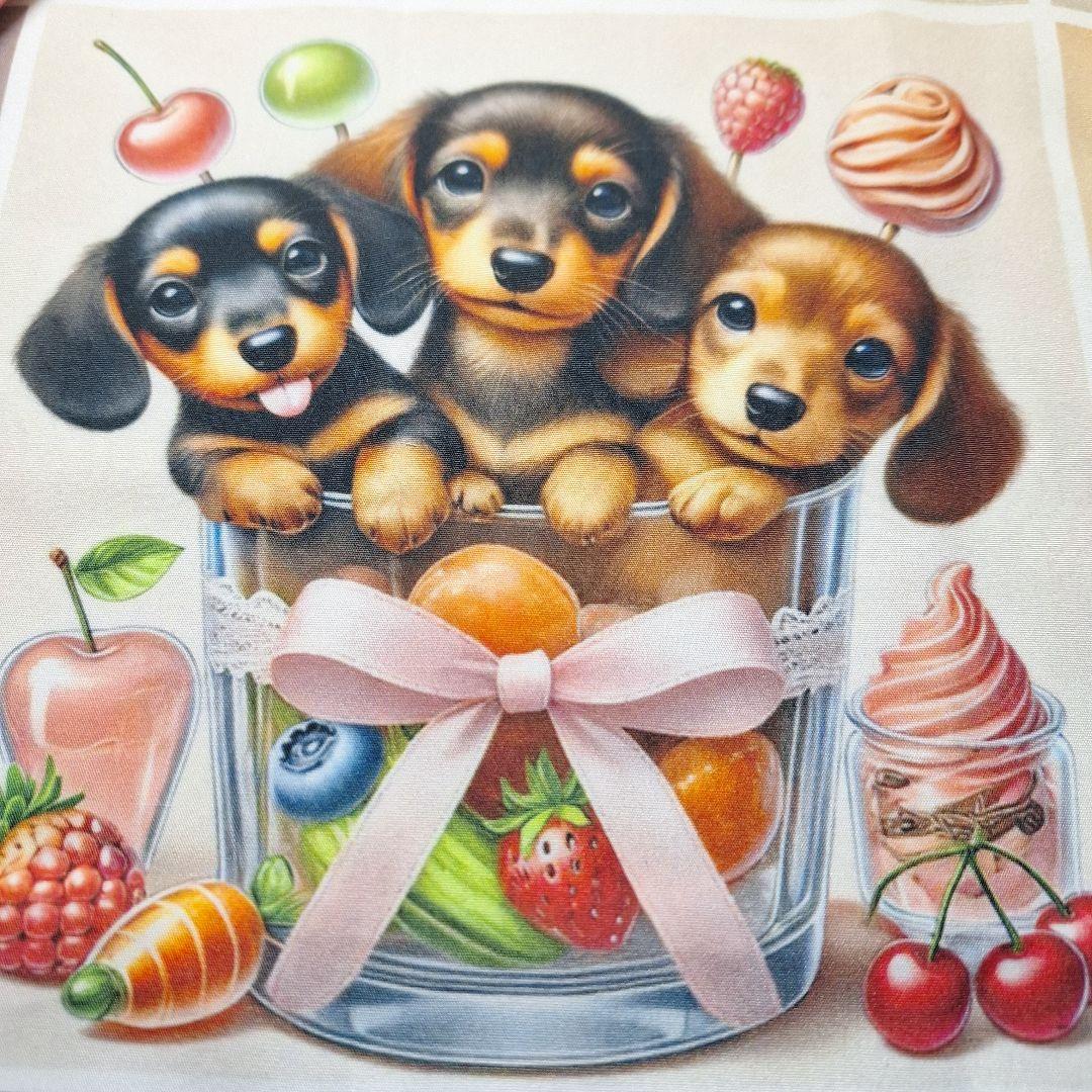 可愛いダックスフンドパネル生地　ハンドメイド