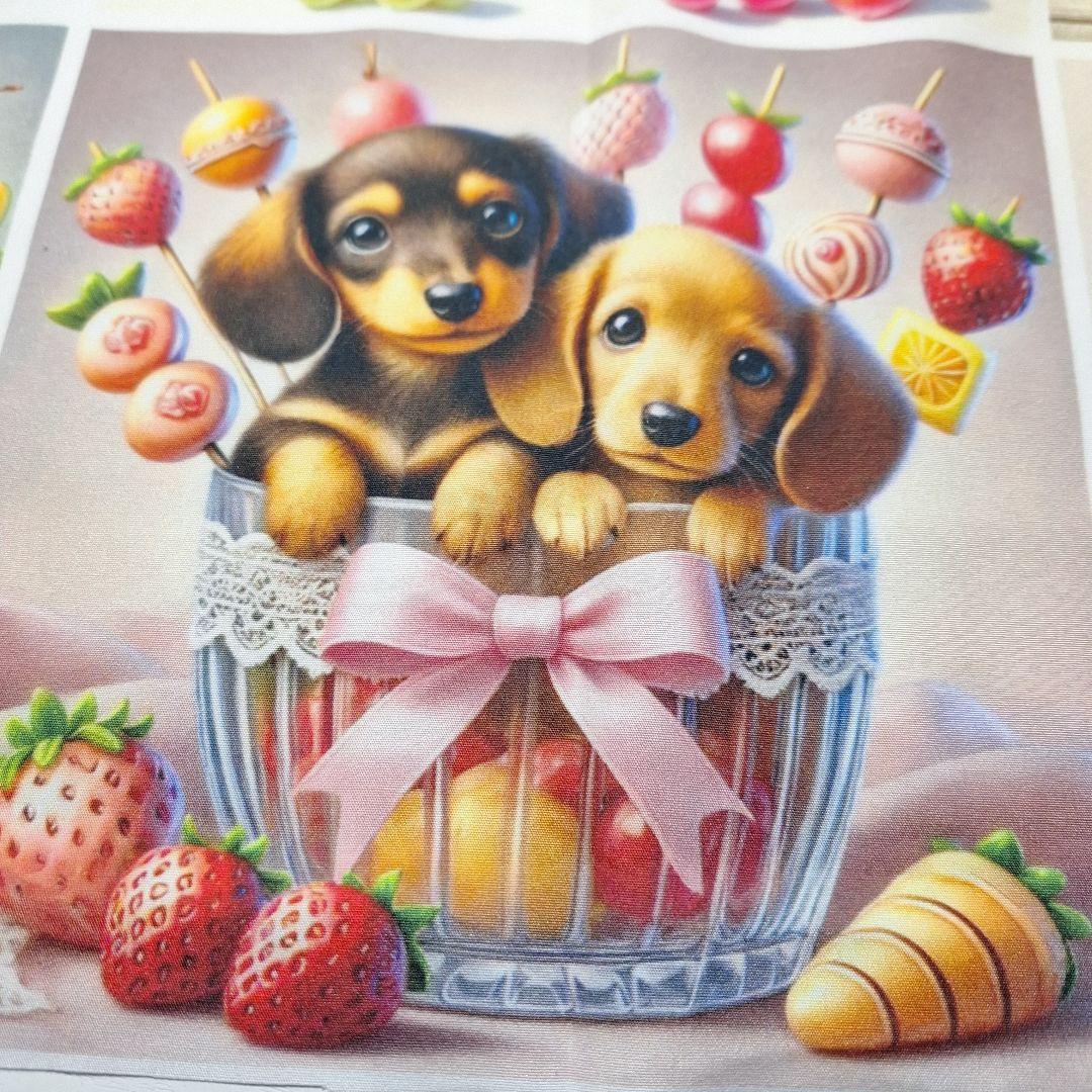 可愛いダックスフンドパネル生地　ハンドメイド