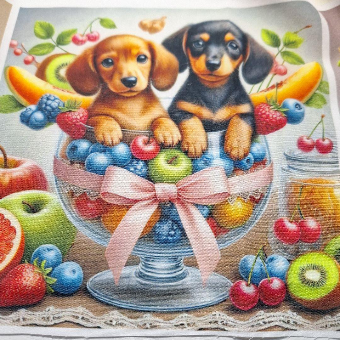 可愛いダックスフンドパネル生地　ハンドメイド