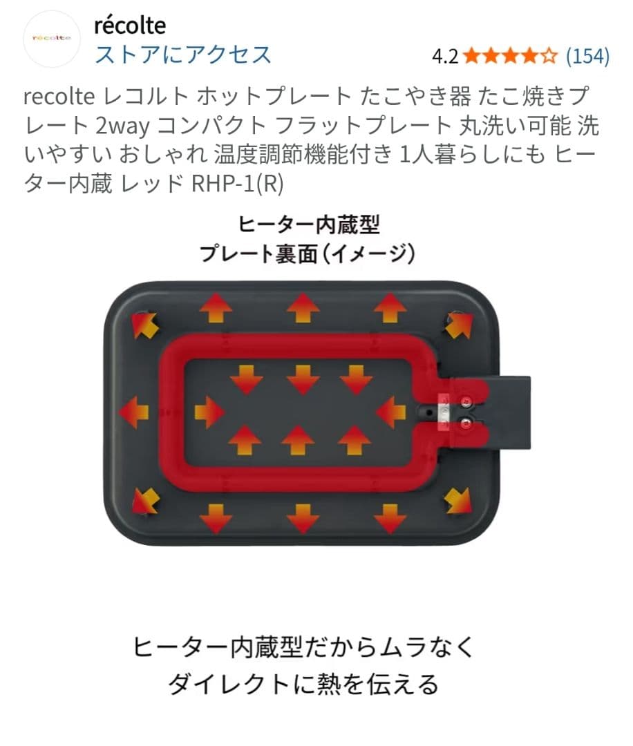 新品未使用 recolte レコルト ホットプレート 別売りたこやきプレート付き