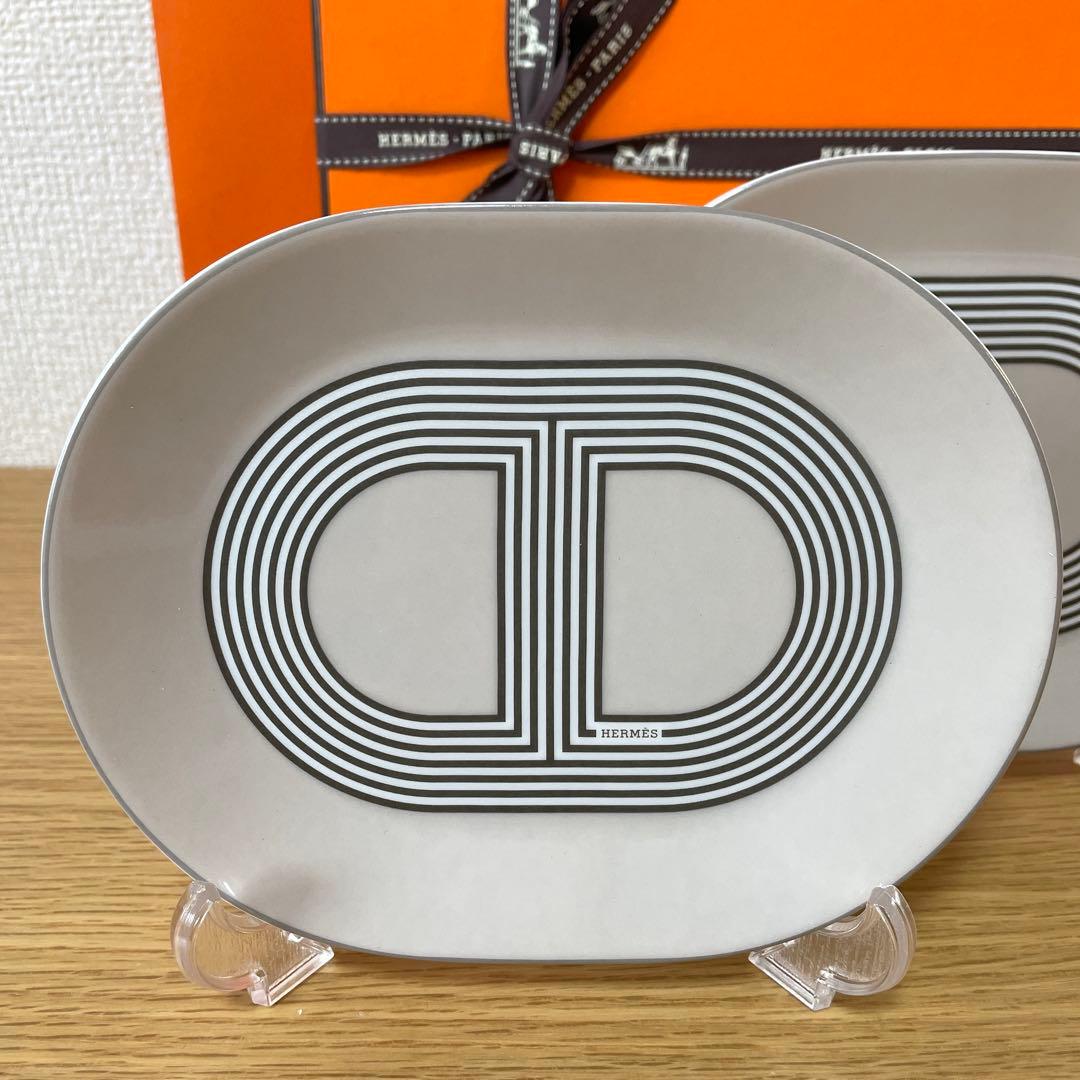 【グレー　2枚】エルメス ラリー 24 オーバルプレートミニ 15cm