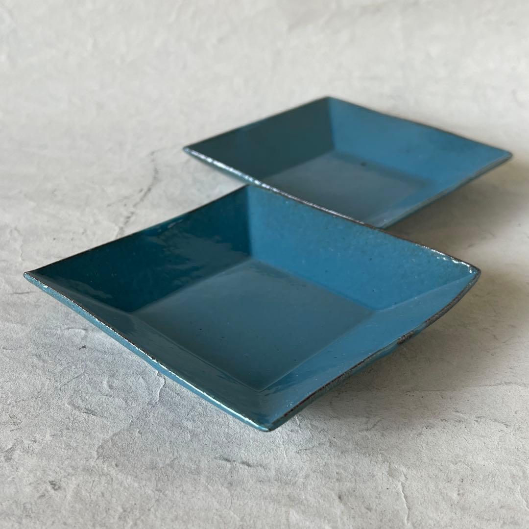 【新品未使用】　陶芸家三笘修　青釉小皿2枚セット　茶道具