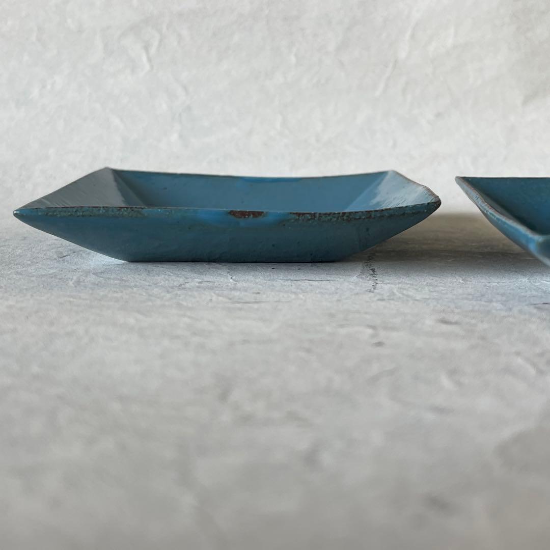 【新品未使用】　陶芸家三笘修　青釉小皿2枚セット　茶道具