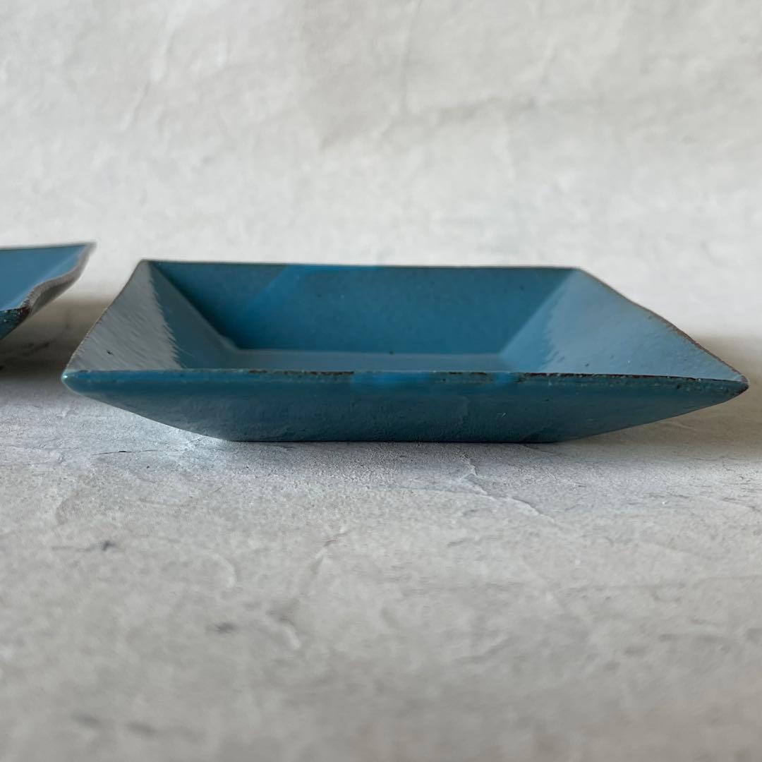 【新品未使用】　陶芸家三笘修　青釉小皿2枚セット　茶道具