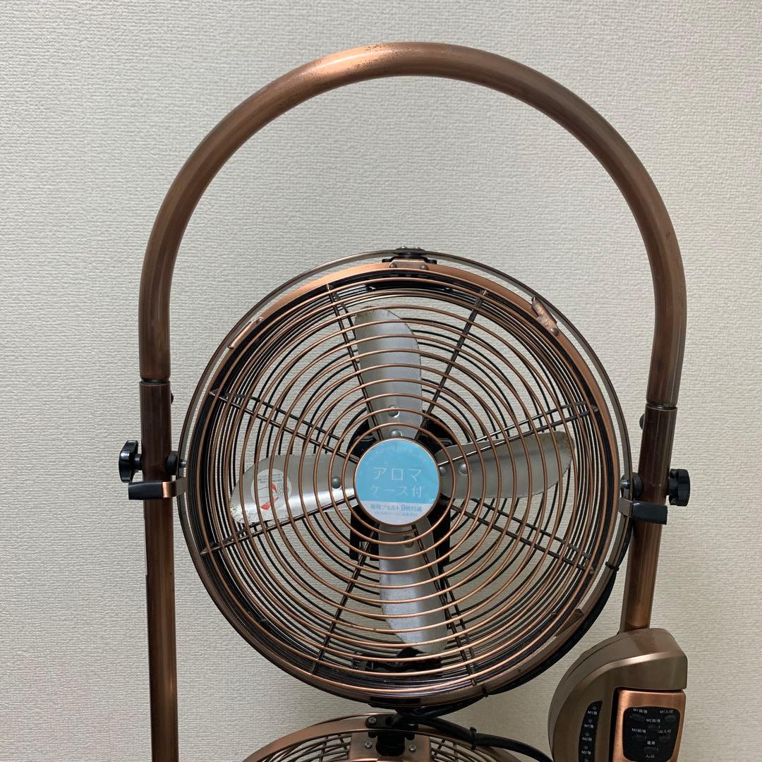 ドウシシャ ブラウン スタンド タワー型扇風機 3ファン リモコン付き