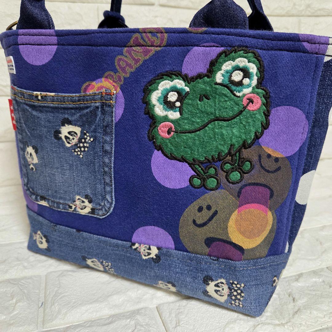 919 デニム＊リメイク＊パンダ＊バッグ＊トートバッグ