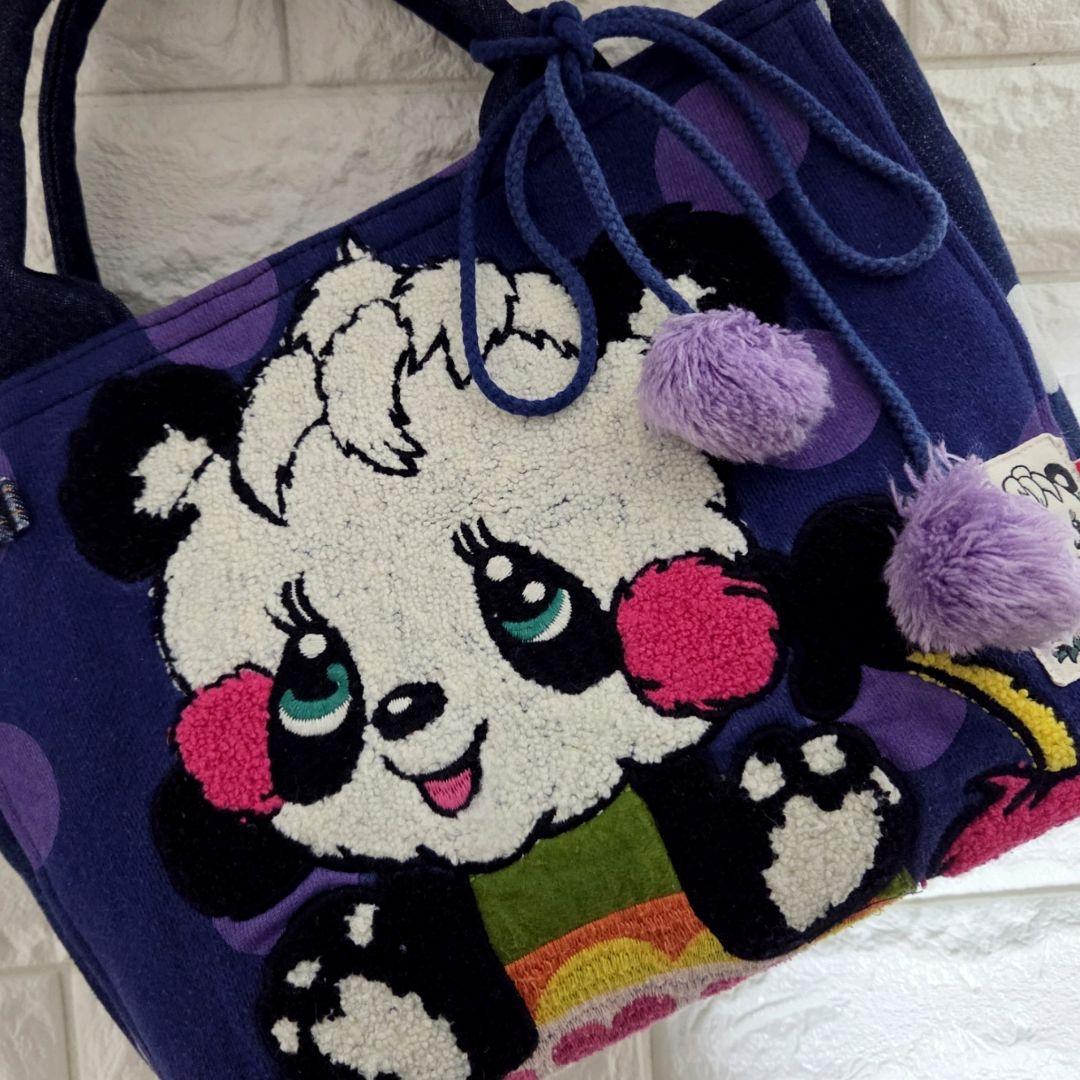 919 デニム＊リメイク＊パンダ＊バッグ＊トートバッグ