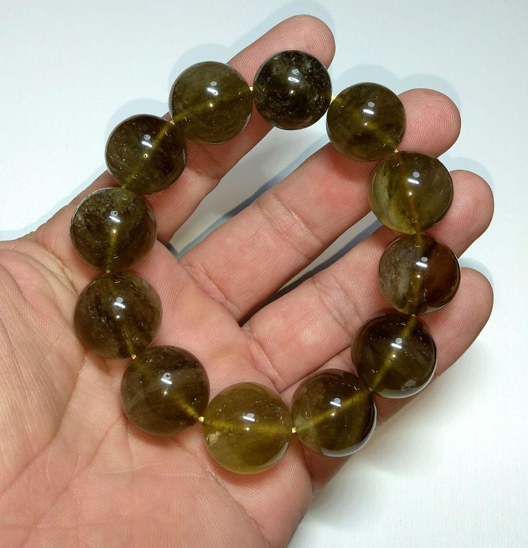 【超大玉,希少】ブラックリビアングラス　１９㎜　ブレスレット　珍品　レア　隕石