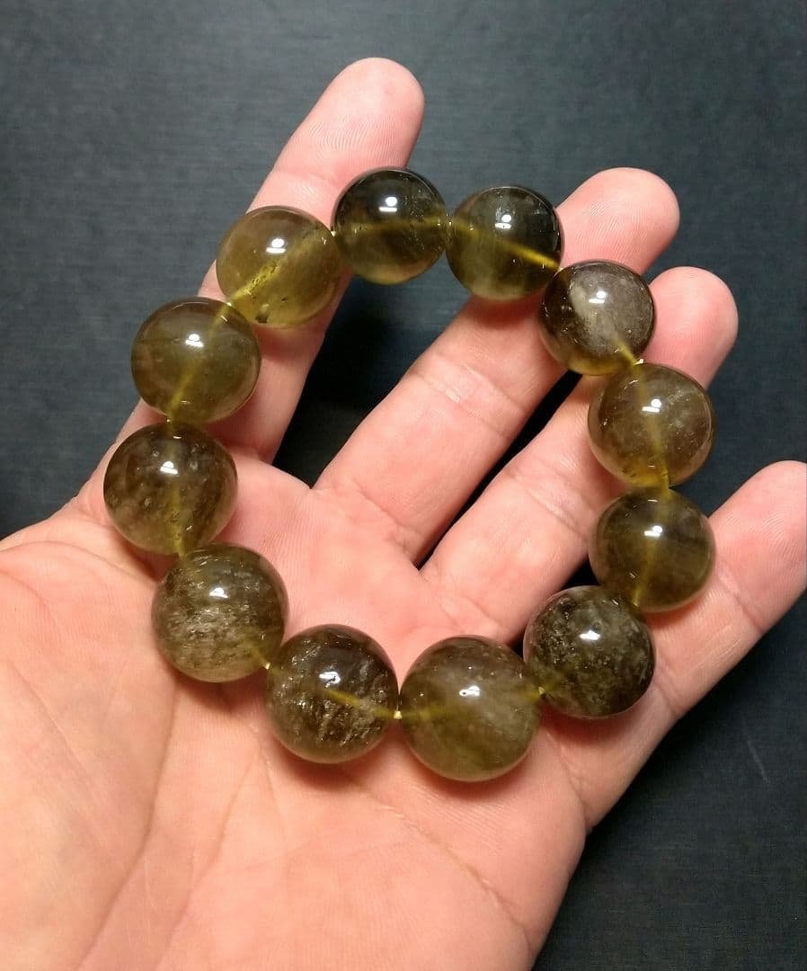 【超大玉,希少】ブラックリビアングラス　１９㎜　ブレスレット　珍品　レア　隕石