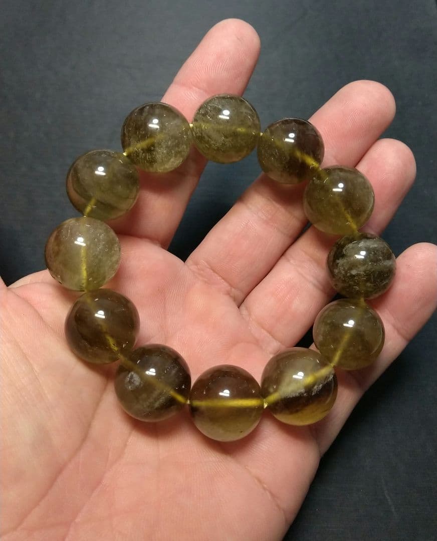 【超大玉,希少】ブラックリビアングラス　１９㎜　ブレスレット　珍品　レア　隕石