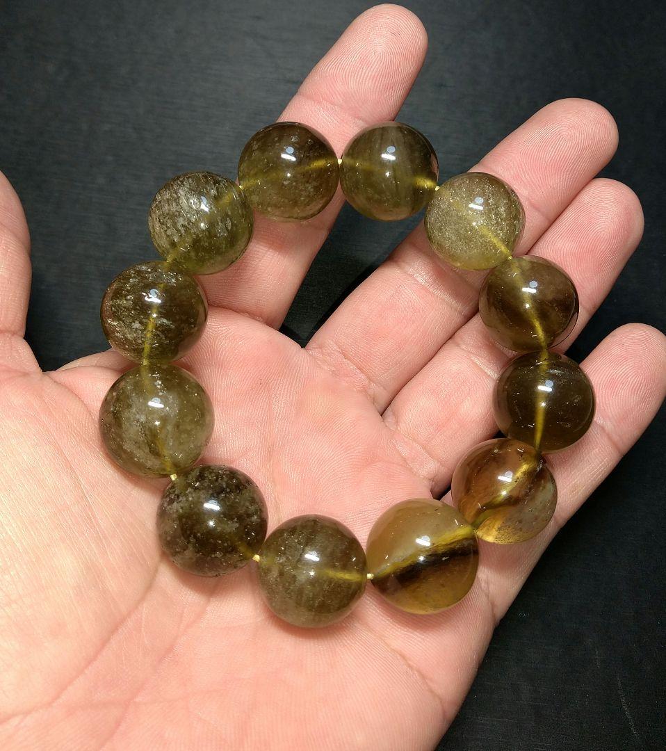 【超大玉,希少】ブラックリビアングラス　１９㎜　ブレスレット　珍品　レア　隕石