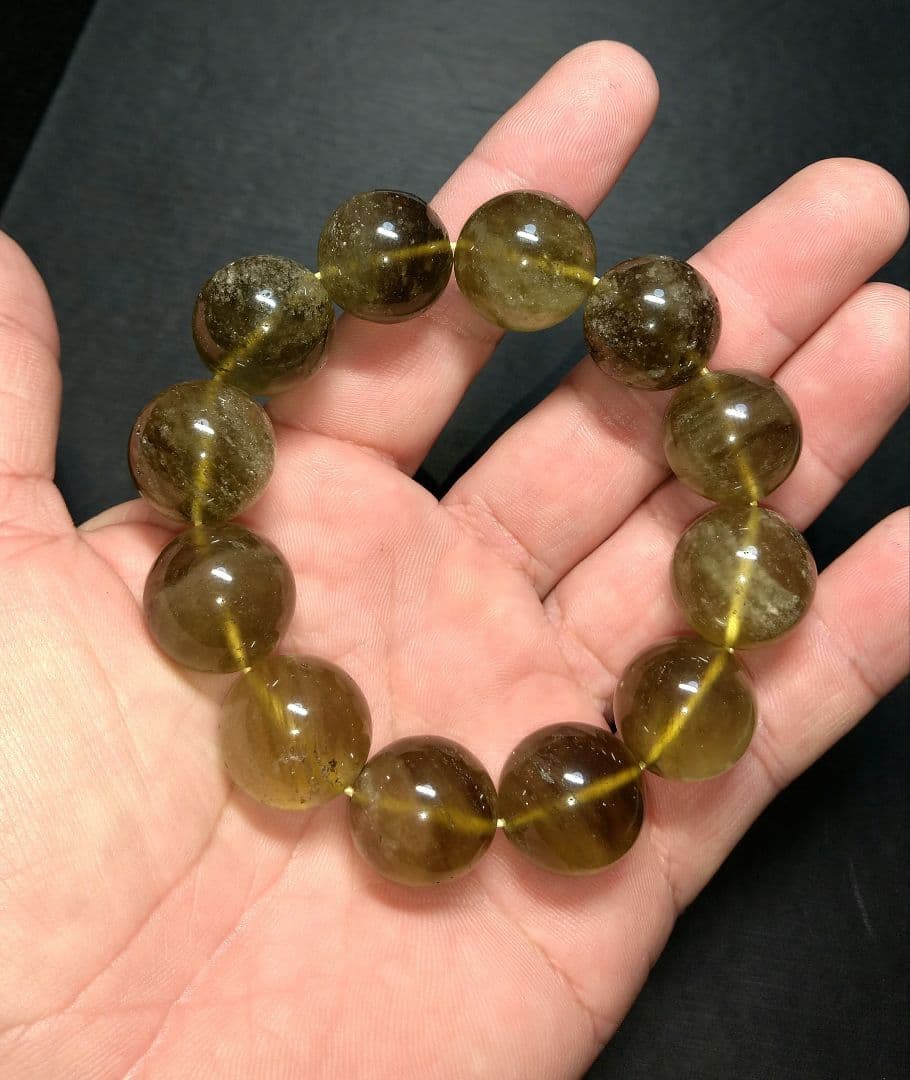 【超大玉,希少】ブラックリビアングラス　１９㎜　ブレスレット　珍品　レア　隕石