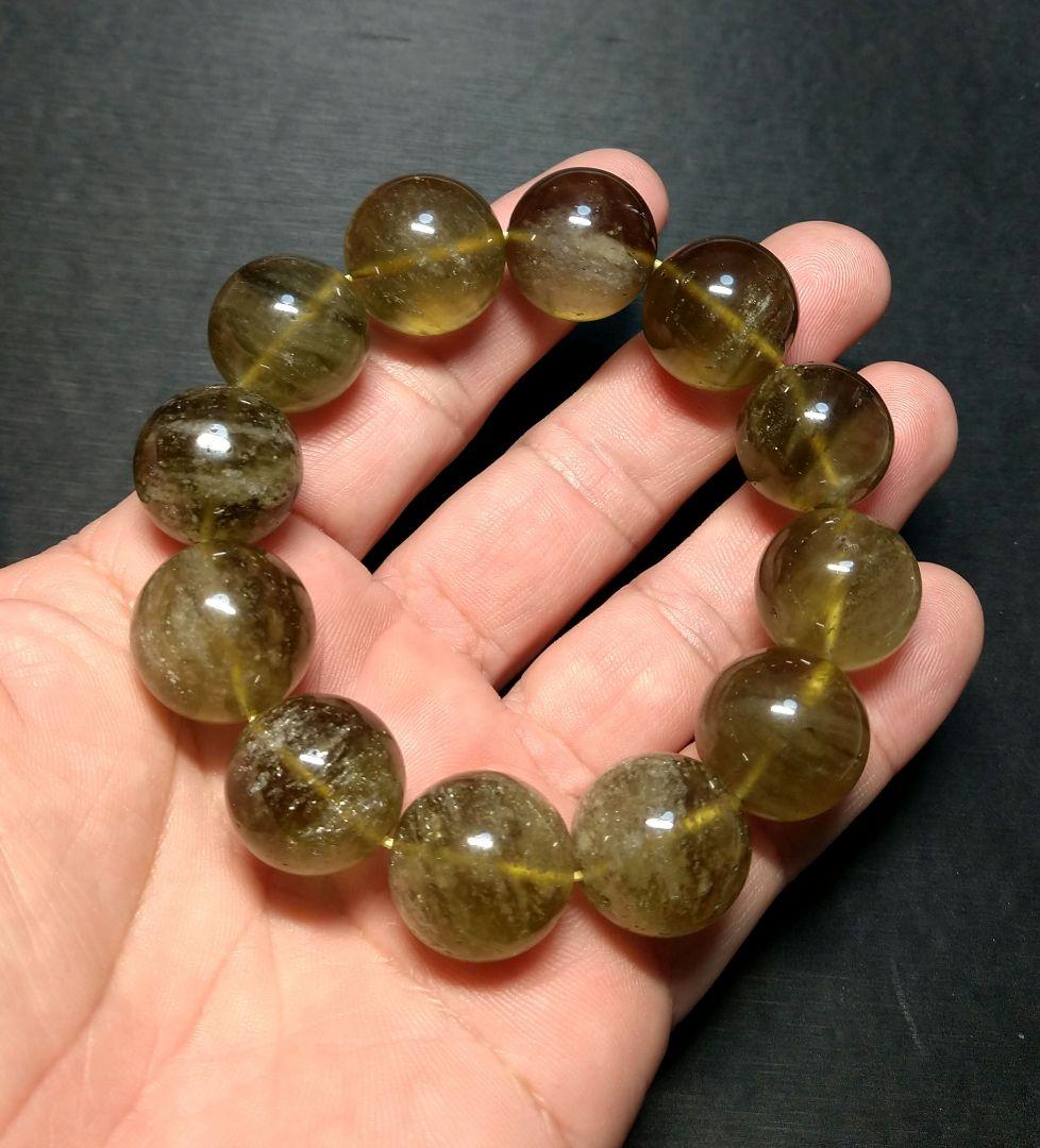 【超大玉,希少】ブラックリビアングラス　１９㎜　ブレスレット　珍品　レア　隕石