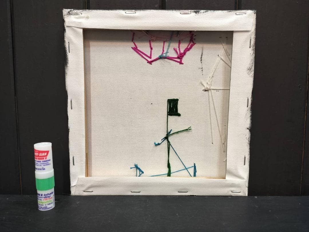 タイ　壁掛けアート　刺繍　ペイント　1点物　小