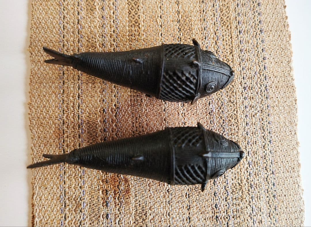 珍品！中国骨董品／アンティーク小物 魚形 香炉 (二体ペアセット)