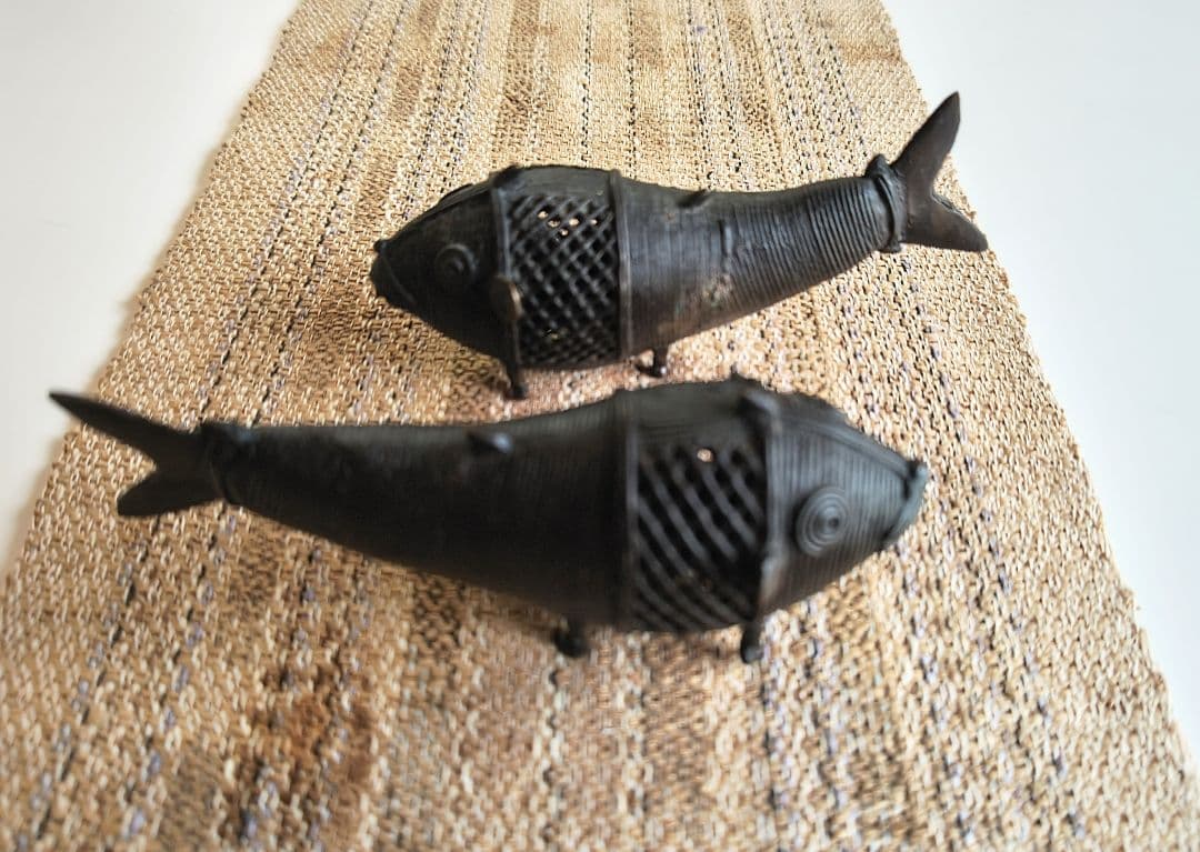 珍品！中国骨董品／アンティーク小物 魚形 香炉 (二体ペアセット)