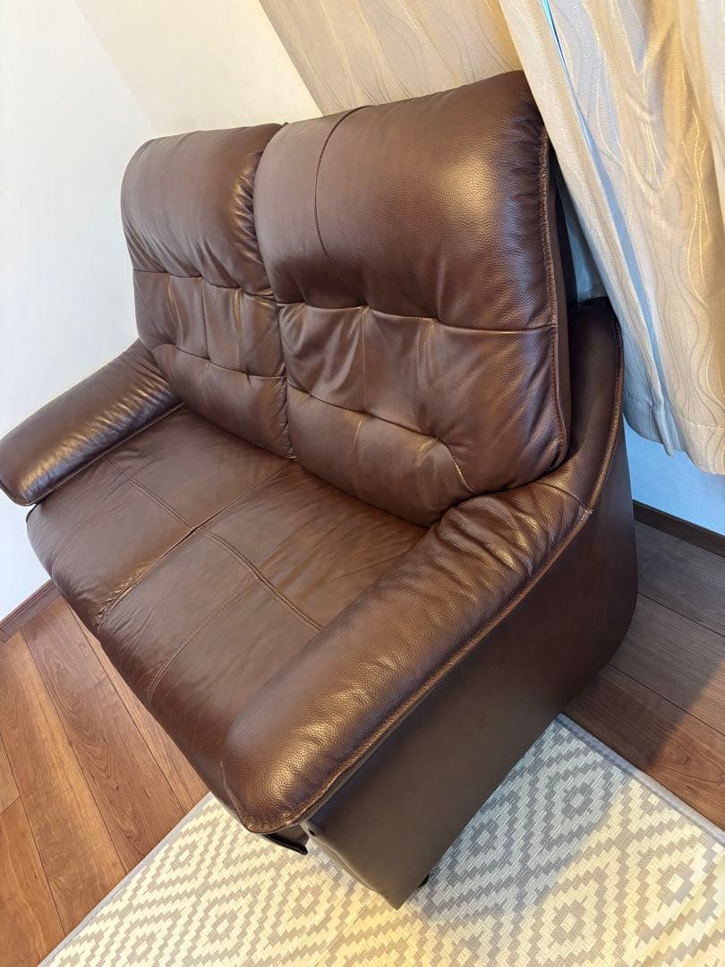 2人掛けソファ 本革 ダークブラウン