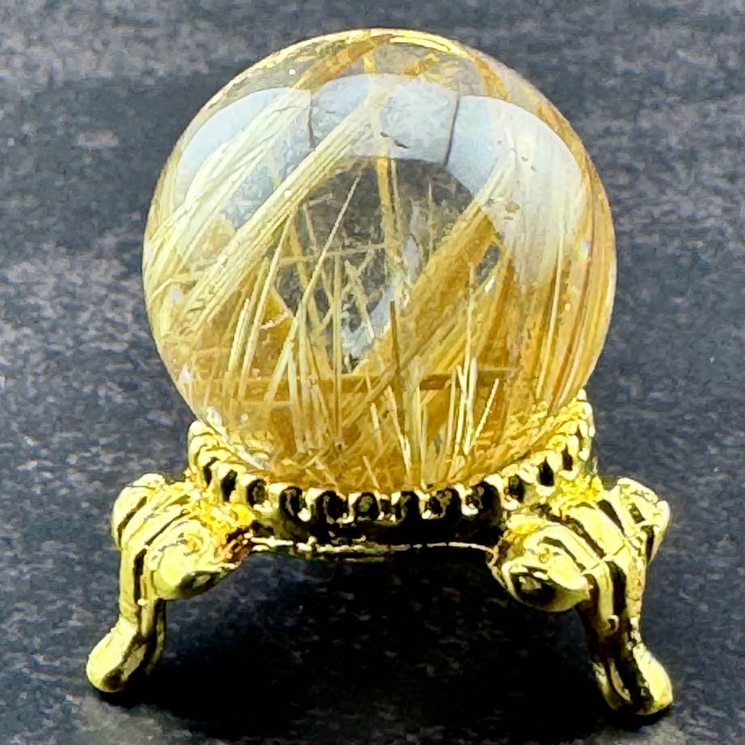 M-14タイチンルチルスフィア　丸玉　天然石　クリスタル　タイチンルチルクォーツ