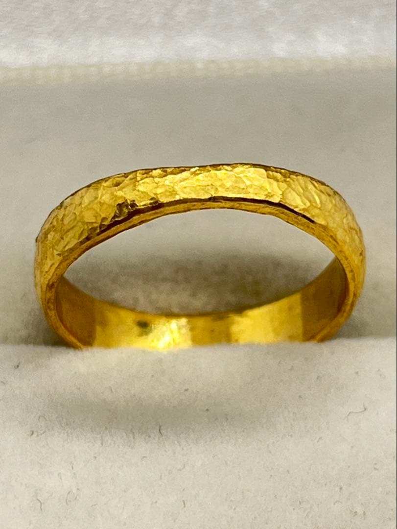 K24 純金 甲丸槌目リング 3.61g指輪 リング 刻印あり ハンドメイド
