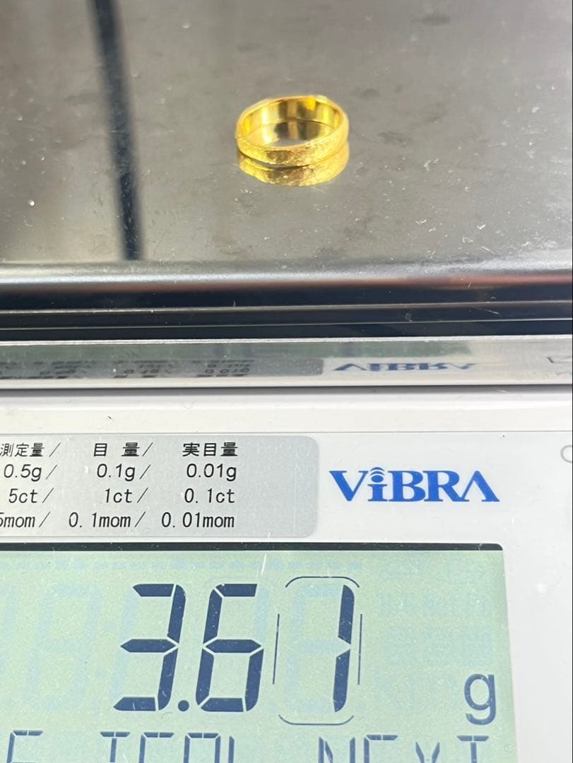 K24 純金 甲丸槌目リング 3.61g指輪 リング 刻印あり ハンドメイド