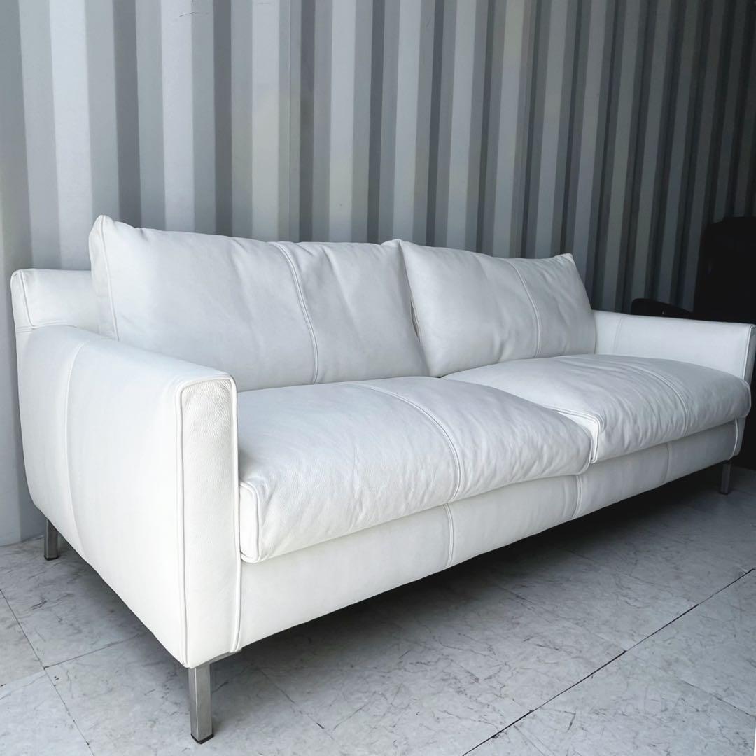 取付無料！アクタス アイラーセン ストリームライン ホワイトレザー3Pソファ✨