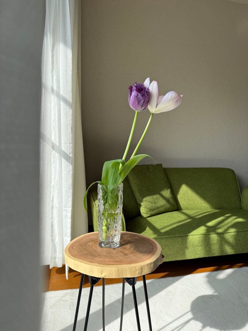 ミニ　コーヒーテーブル　サイドテーブル　天然木　一枚板(k017)一点もの