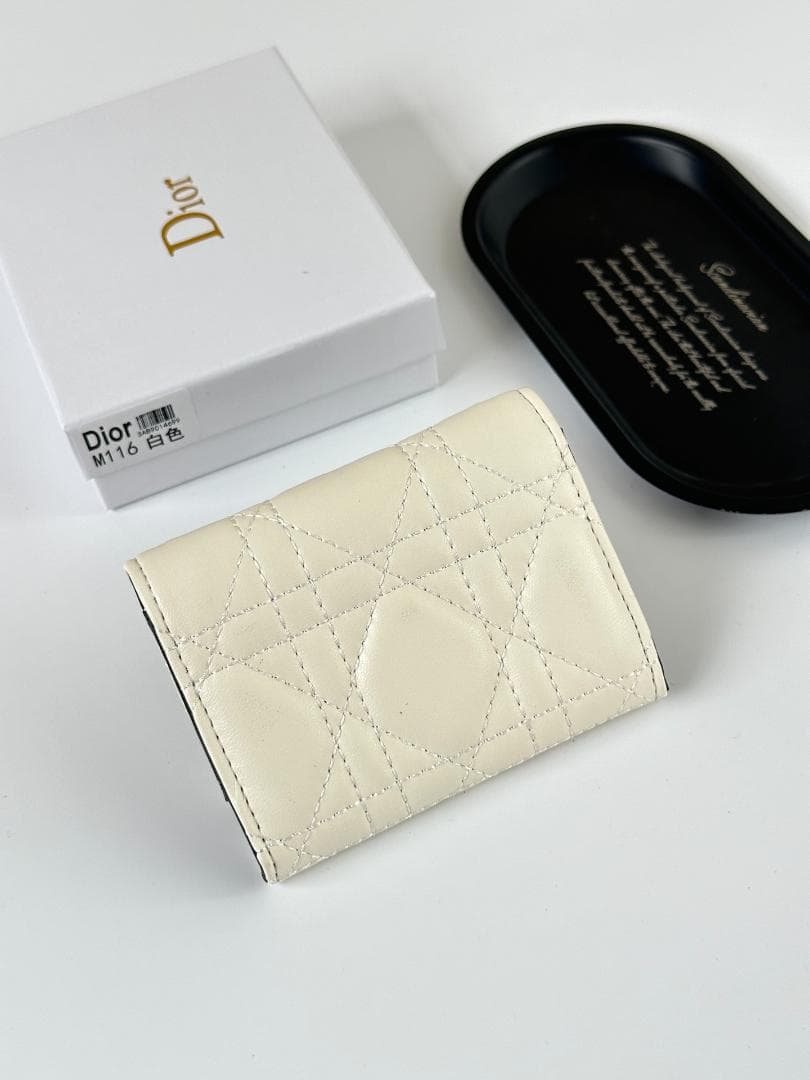 LADY DIOR レディディオール 三つ折り財布 カナージュ 白 黒