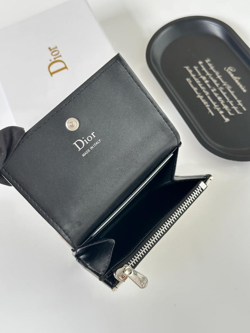 LADY DIOR レディディオール 三つ折り財布 カナージュ 白 黒