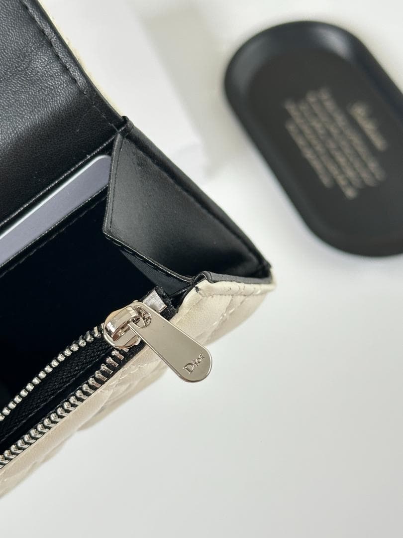 LADY DIOR レディディオール 三つ折り財布 カナージュ 白 黒