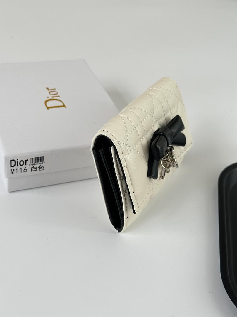 LADY DIOR レディディオール 三つ折り財布 カナージュ 白 黒
