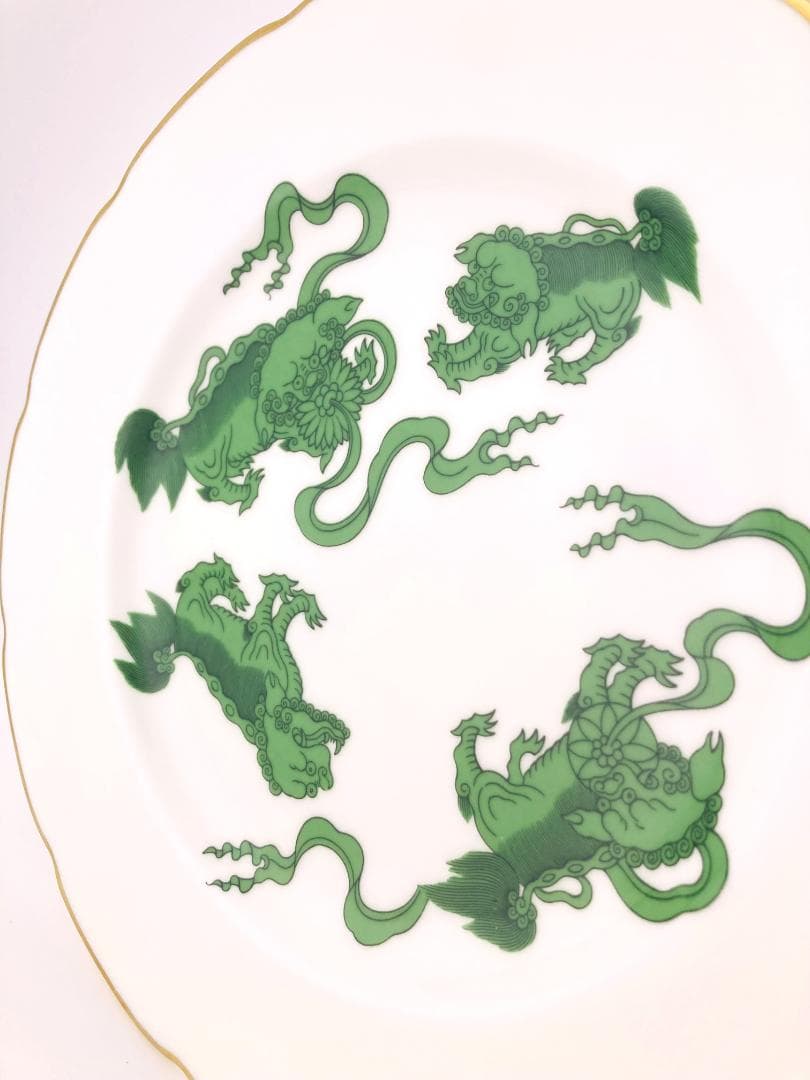 チャイニーズタイガー グリーン ボーンチャイナ プレート 英国製 ウェッジウッド