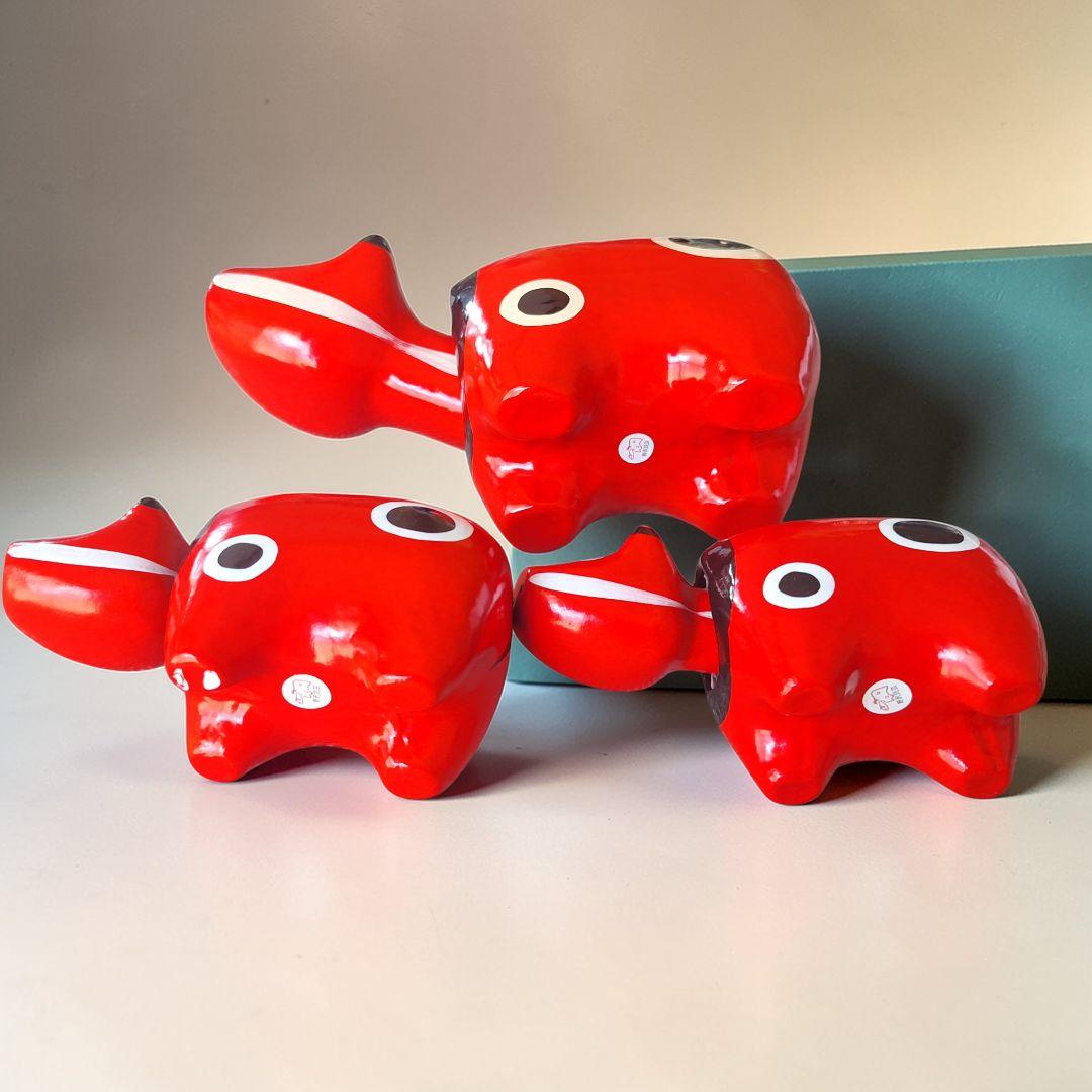 野沢民芸 会津赤べこ 親子3体 4号2号 張り子 縁起物