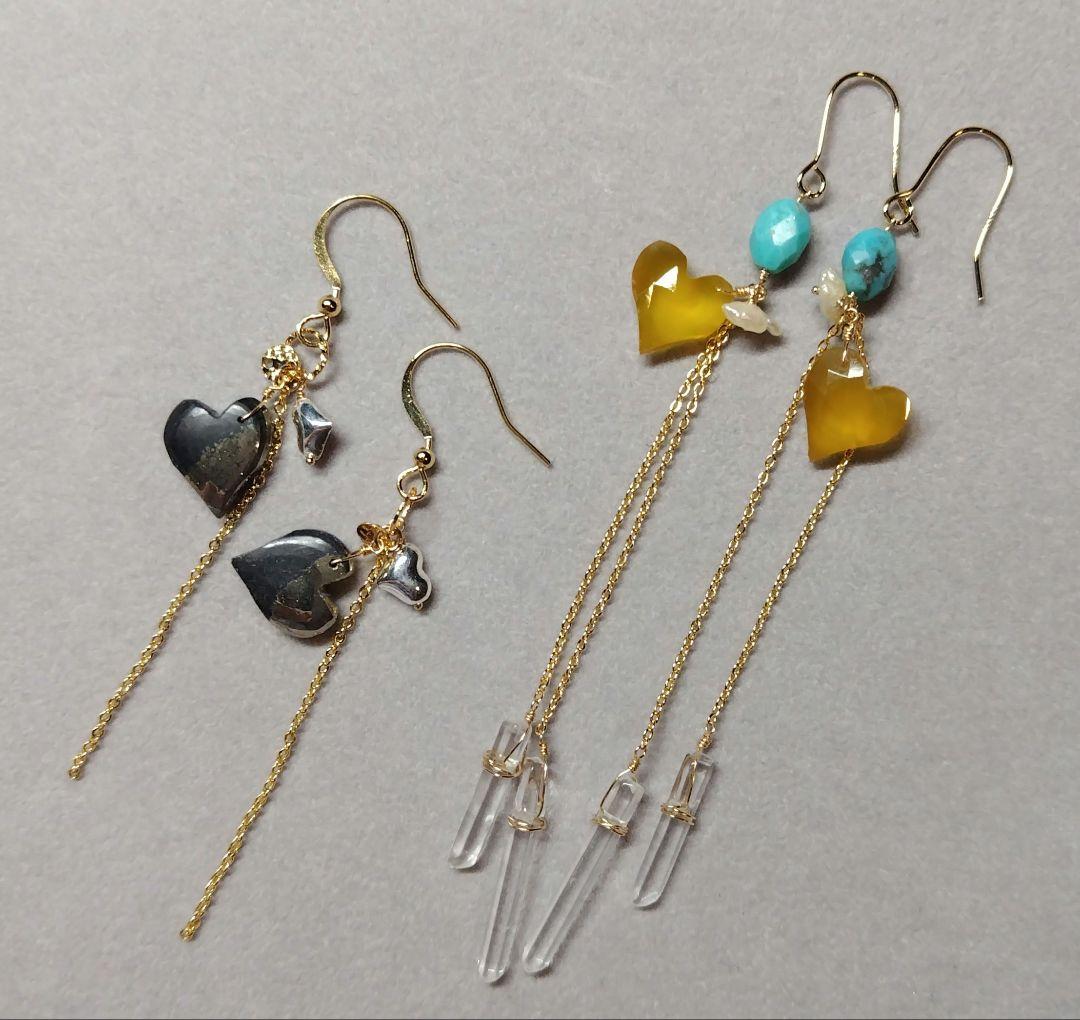 １4Kgf天然石ピアス　tetete♪tensino♪hane♪