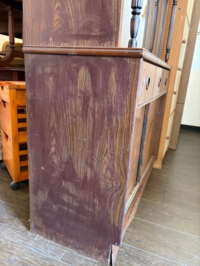 関東限定　昭和レトロ 食器棚 水屋箪笥 ガラス戸 飾り棚 茶棚 古家具 古道具