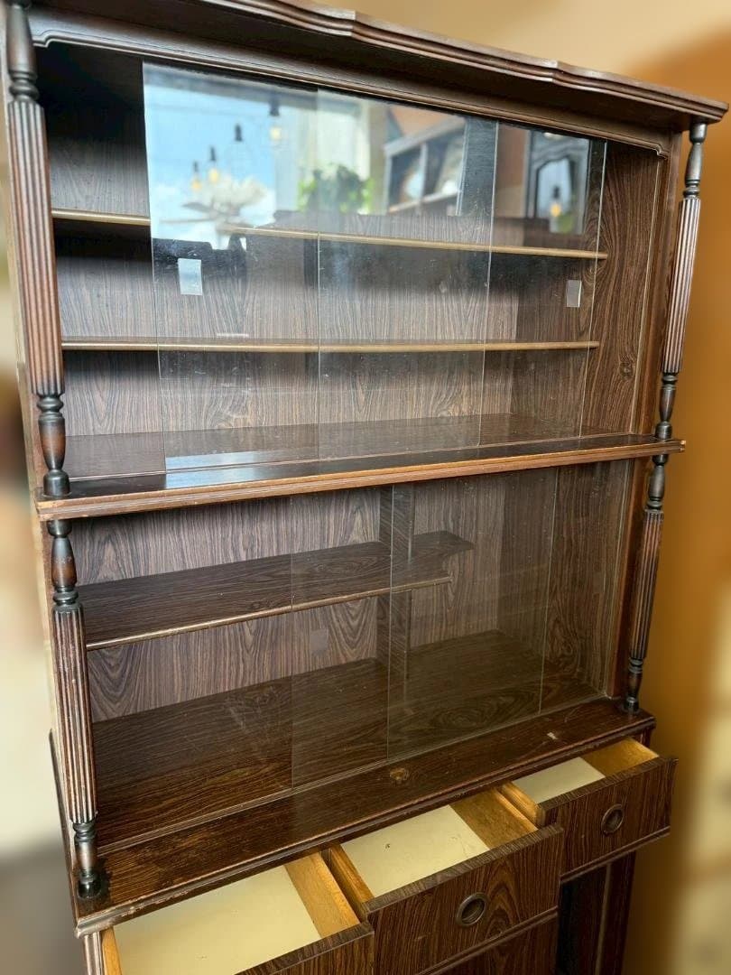 関東限定　昭和レトロ 食器棚 水屋箪笥 ガラス戸 飾り棚 茶棚 古家具 古道具