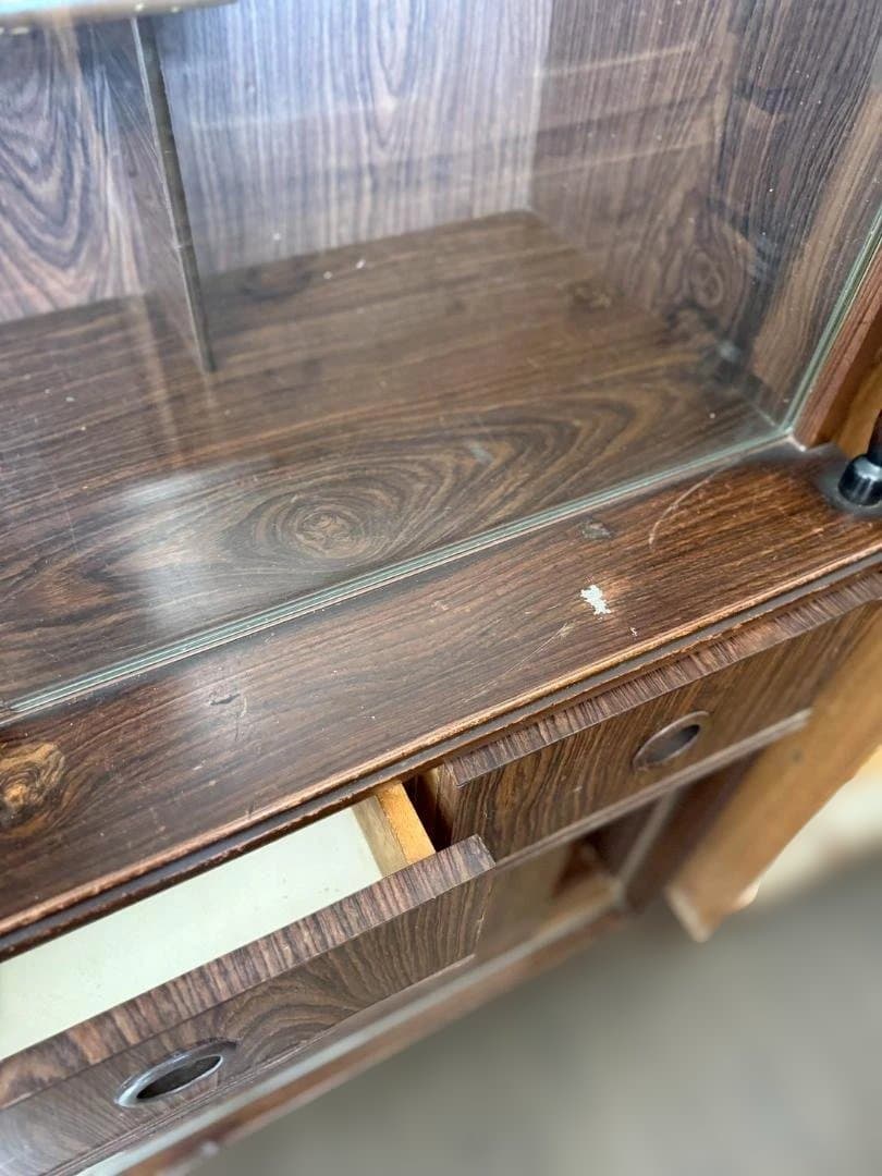 関東限定　昭和レトロ 食器棚 水屋箪笥 ガラス戸 飾り棚 茶棚 古家具 古道具