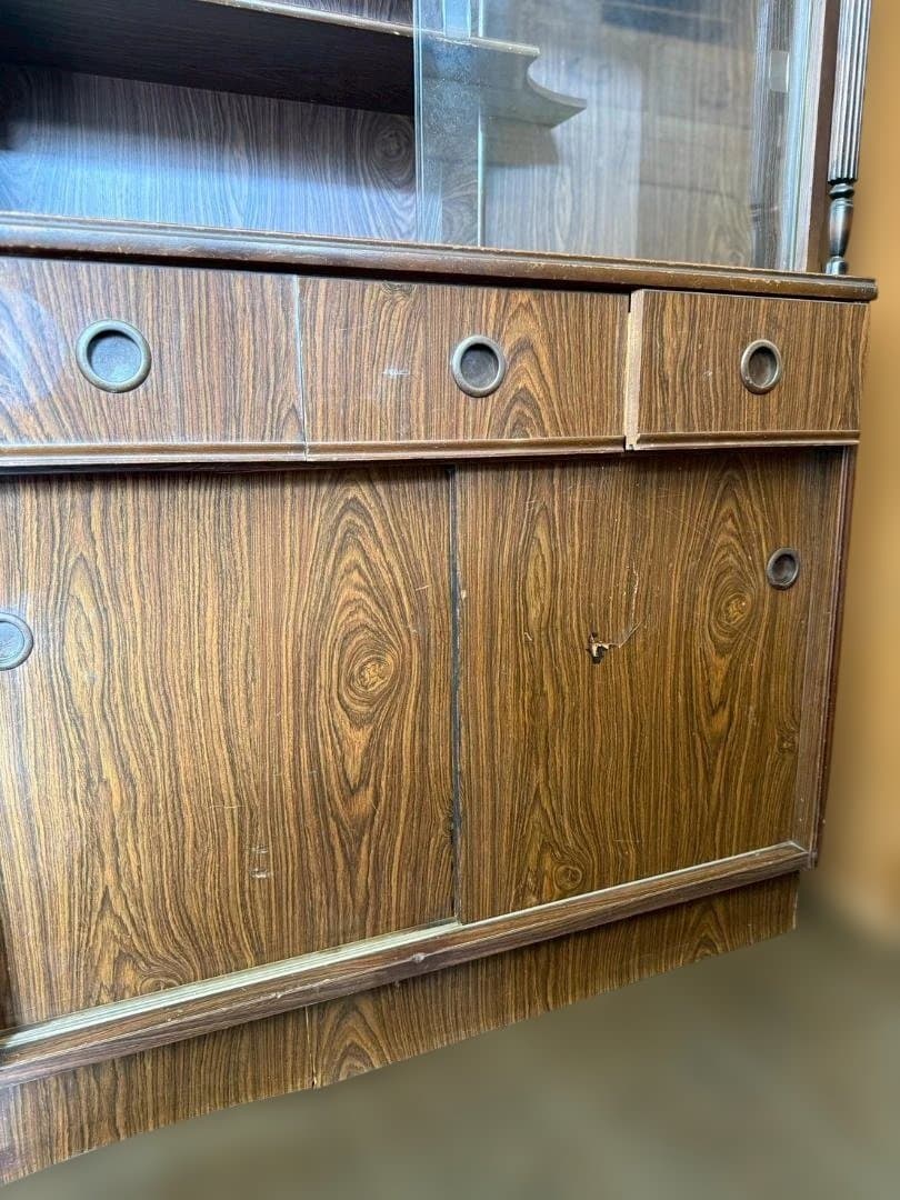 関東限定　昭和レトロ 食器棚 水屋箪笥 ガラス戸 飾り棚 茶棚 古家具 古道具