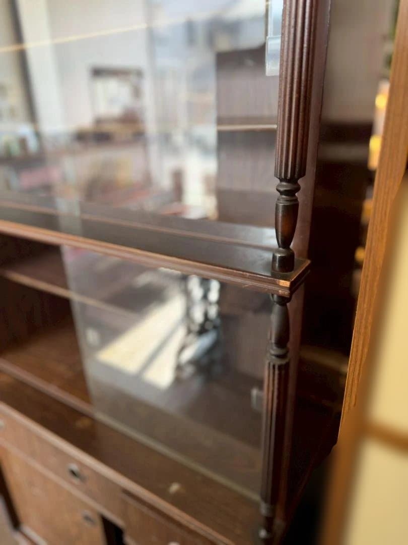 関東限定　昭和レトロ 食器棚 水屋箪笥 ガラス戸 飾り棚 茶棚 古家具 古道具