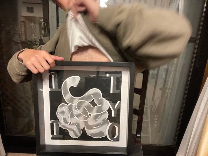 腸の絵(モノクロ)1110作