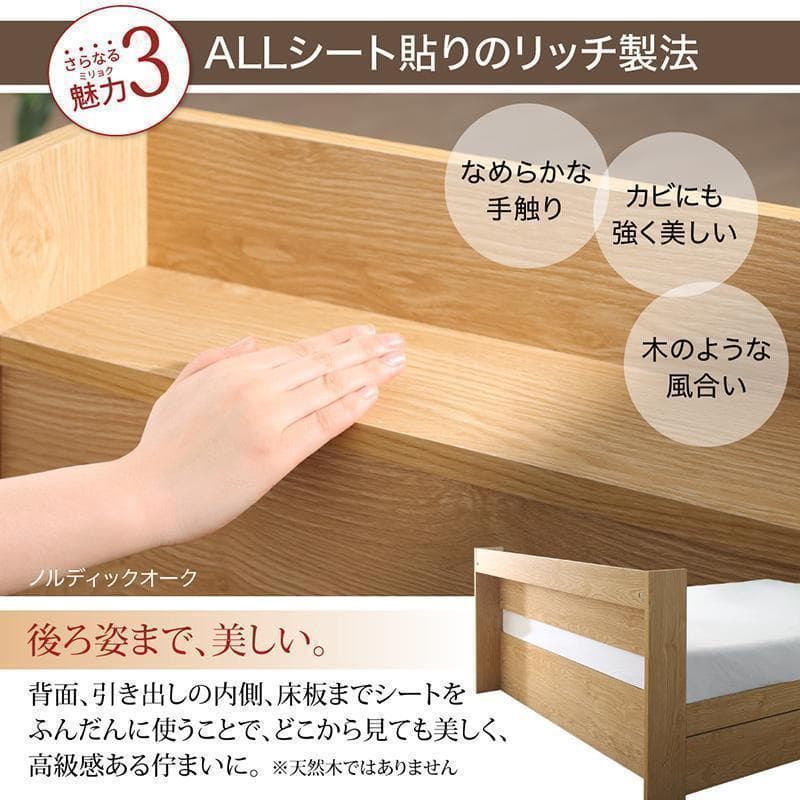 【Lea】匠モデルマットレス ダブルベッド 収納 棚 2口コンセント