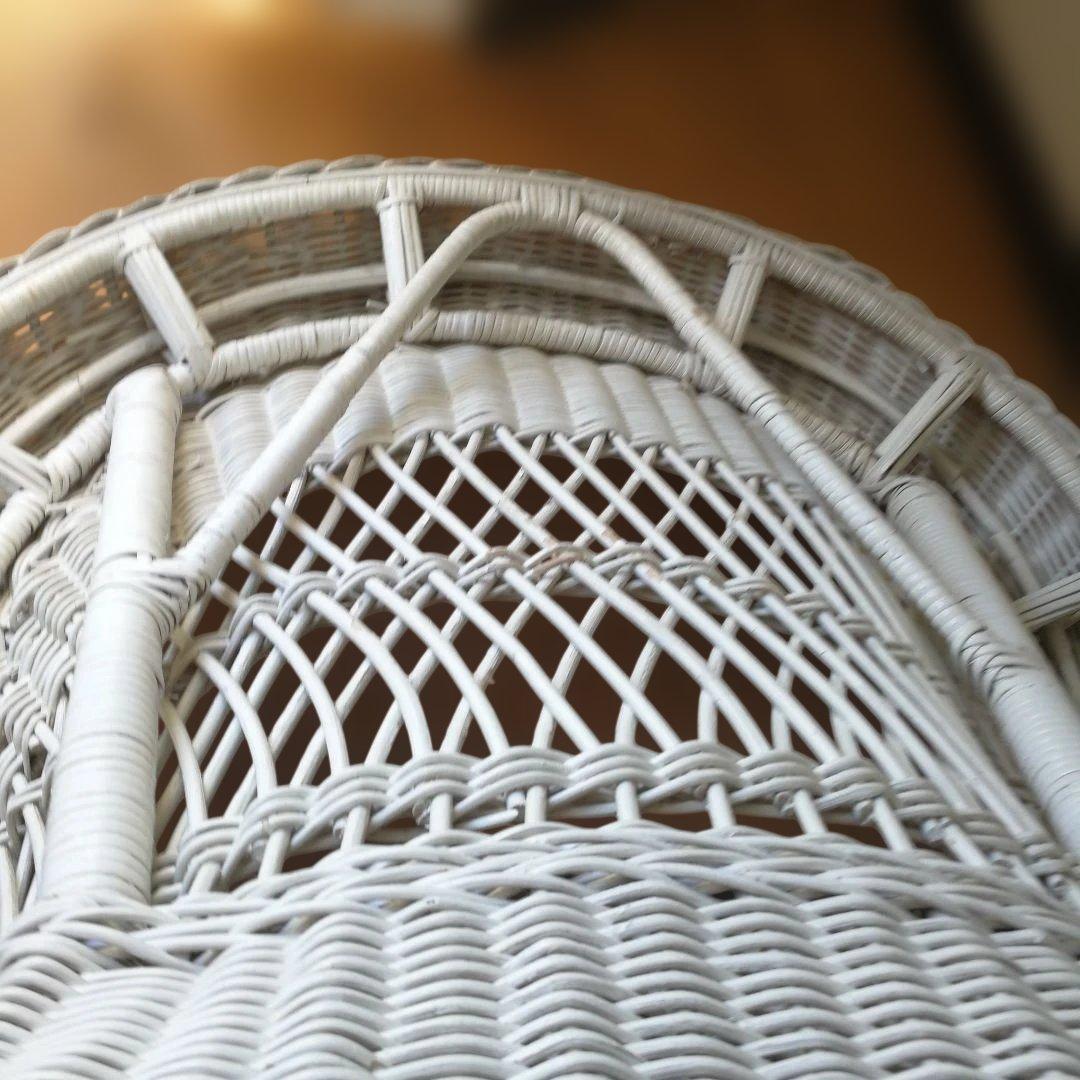 B ホワイトラタン編み込み椅子　籐家具