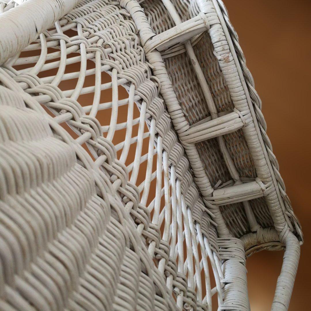 B ホワイトラタン編み込み椅子　籐家具