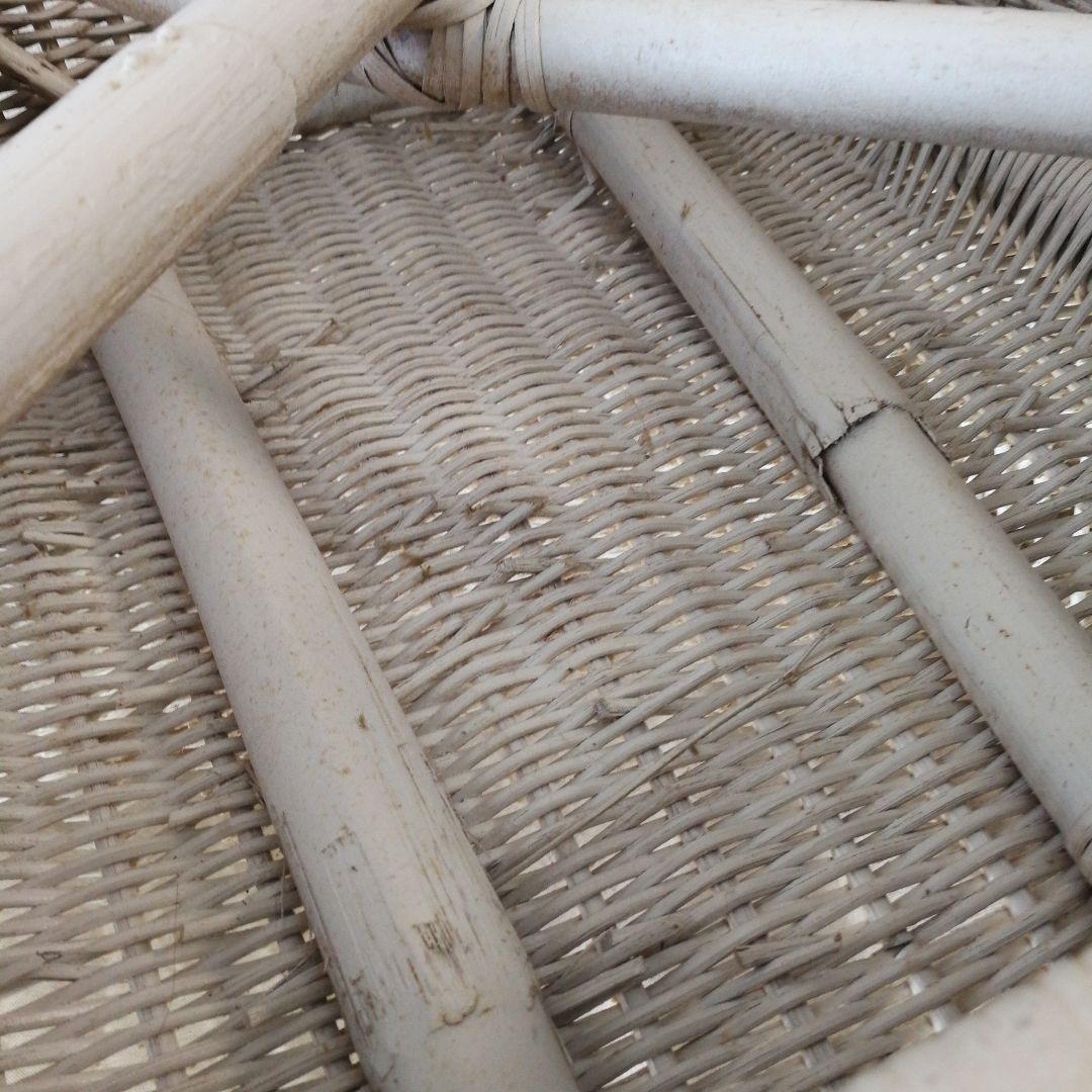 B ホワイトラタン編み込み椅子　籐家具