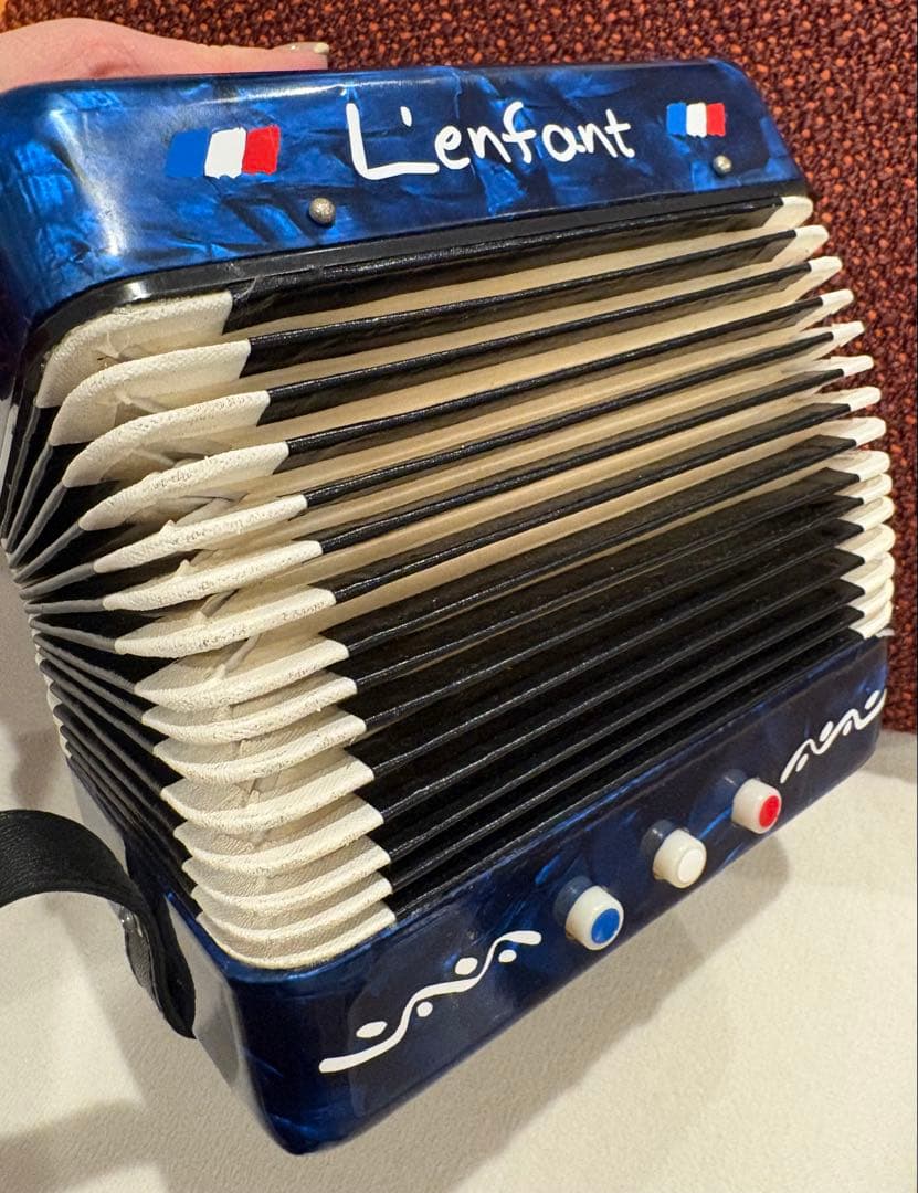 （美品即演奏可）L'enfant ミニアコーディオン 青　フランス製 取説無し