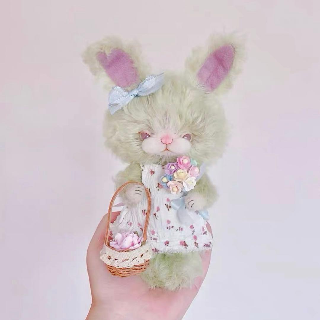 一輪の花を君に アーティストベア 海外作家様 ハンドメイド テディバニー うさぎ