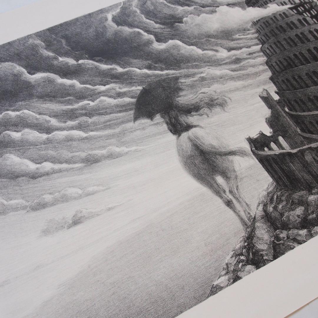 バベルの塔 作品 リトグラフ アート シュルレアリスム デッサン art LP