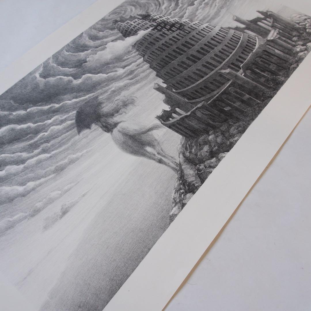 バベルの塔 作品 リトグラフ アート シュルレアリスム デッサン art LP